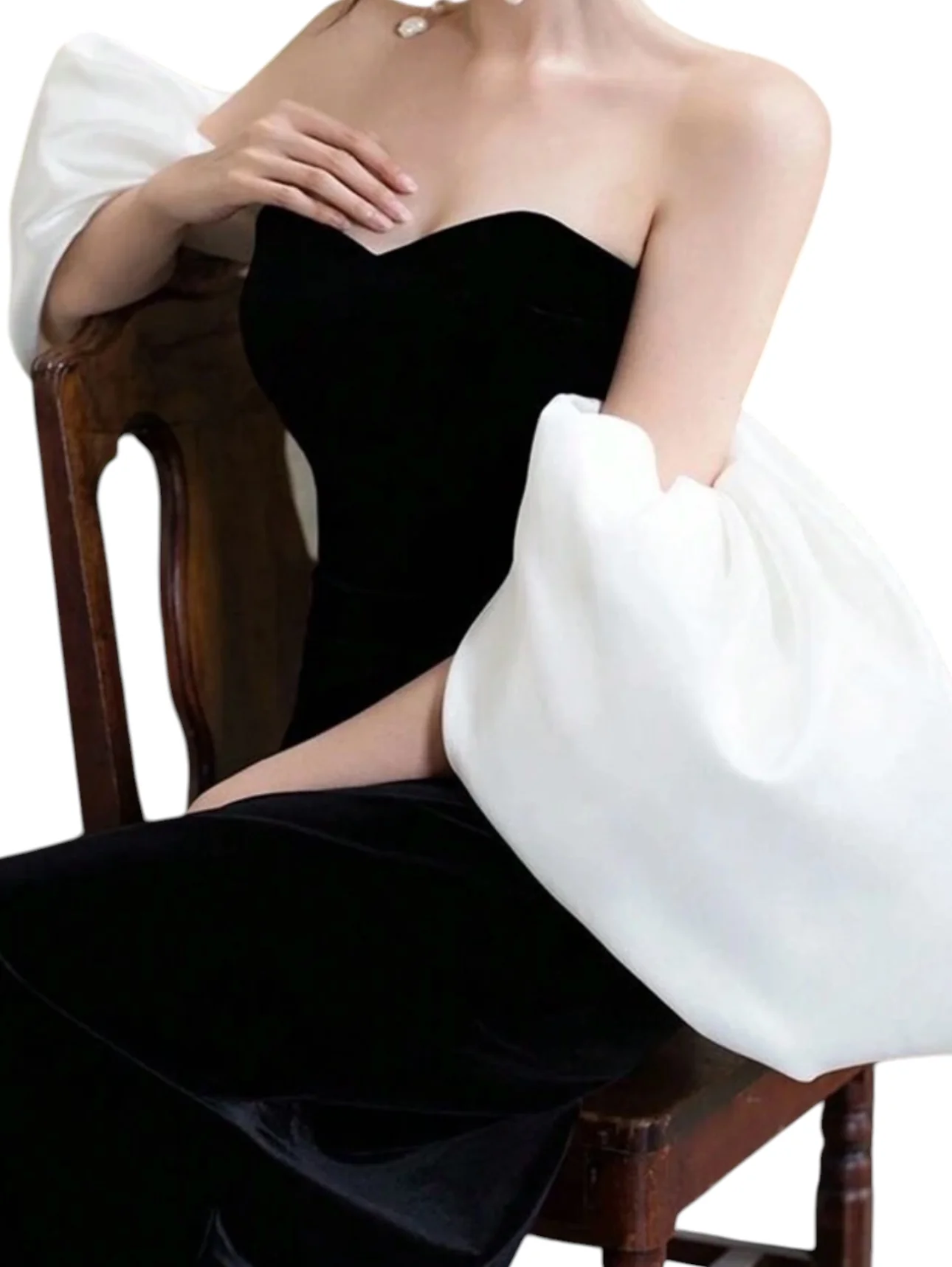 DB0094 Bubble Sleeve Satin Cape - Image 3